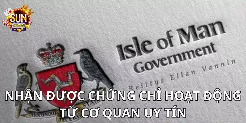 SUN52 Có được chứng chỉ hoạt động uy tín từ cơ quan thẩm quyền